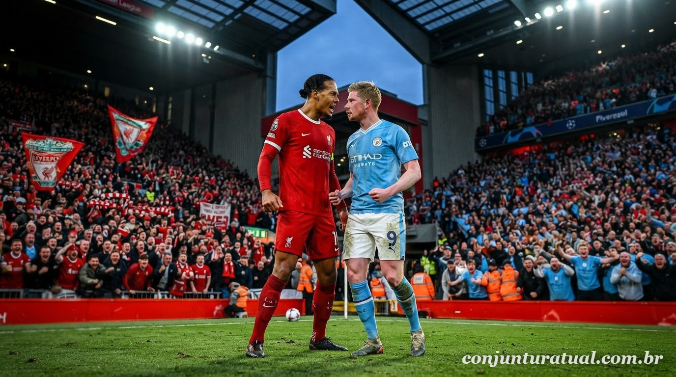Liverpool e Manchester City travam duelo de gigantes pela liderança da Premier League neste domingo