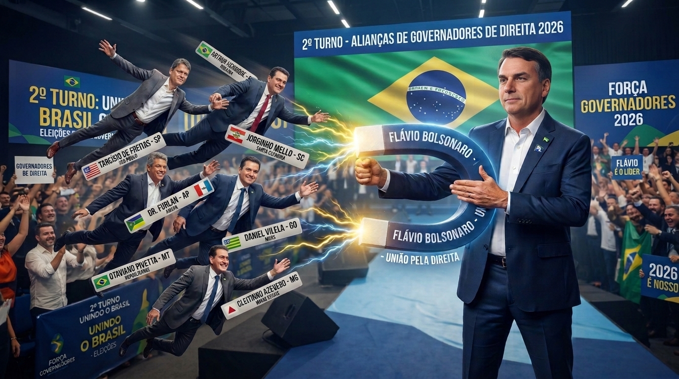Flávio Bolsonaro atrai governadores e consolida alianças de direita para o 2º turno